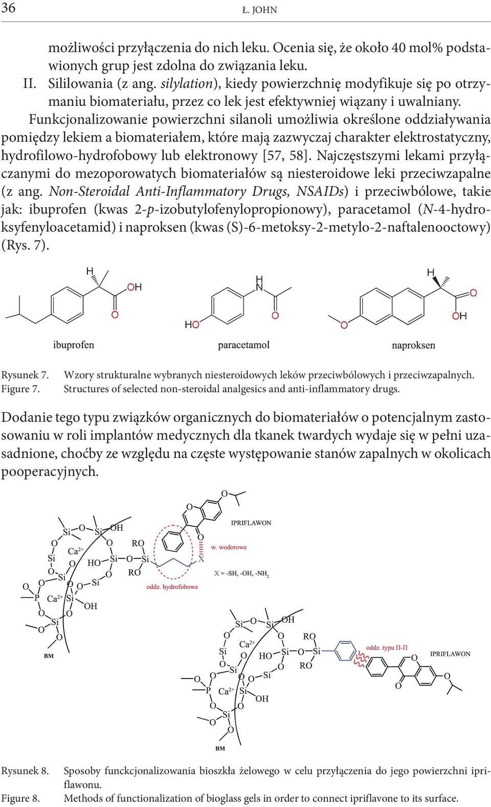 Funkcjonalizowanie powierzchni silanoli umożliwia określone oddziaływania pomiędzy lekiem a biomateriałem, które mają zazwyczaj charakter elektrostatyczny, hydrofilowo-hydrofobowy lub elektronowy