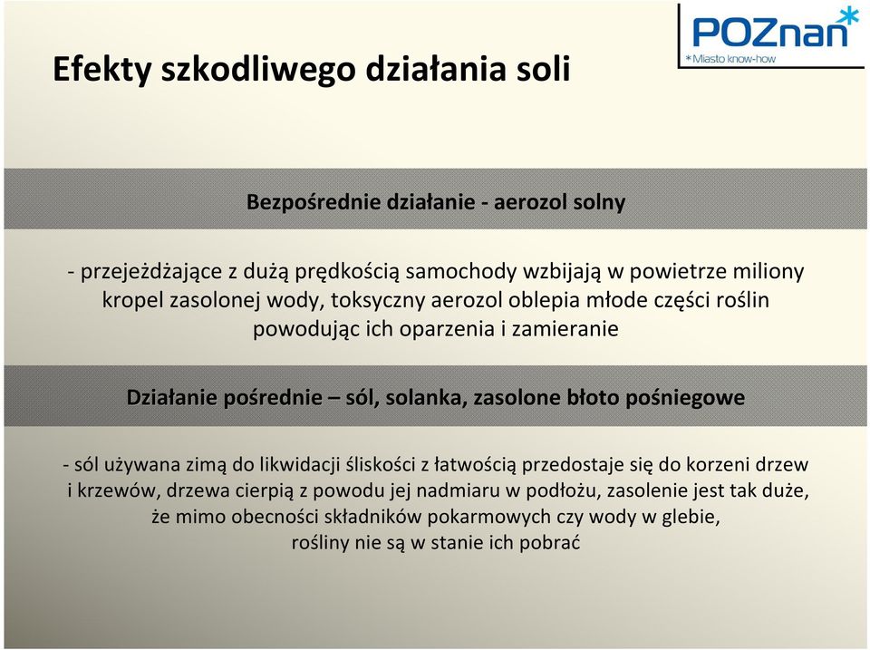 solanka, zasolone błoto b pośniegowe - sól używana zimą do likwidacji śliskości z łatwością przedostaje się do korzeni drzew i krzewów, drzewa