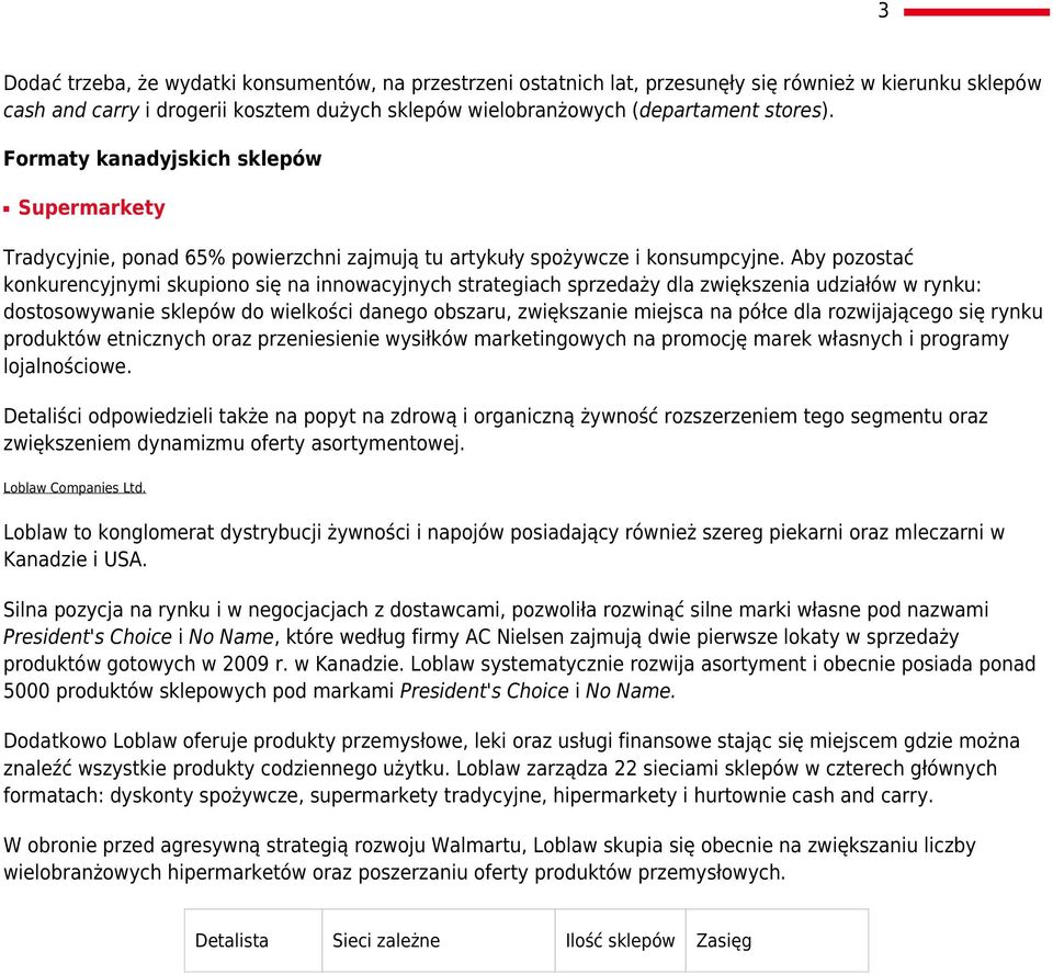 Aby pozostać konkurencyjnymi skupiono się na innowacyjnych strategiach sprzedaży dla zwiększenia udziałów w rynku: dostosowywanie sklepów do wielkości danego obszaru, zwiększanie miejsca na półce dla