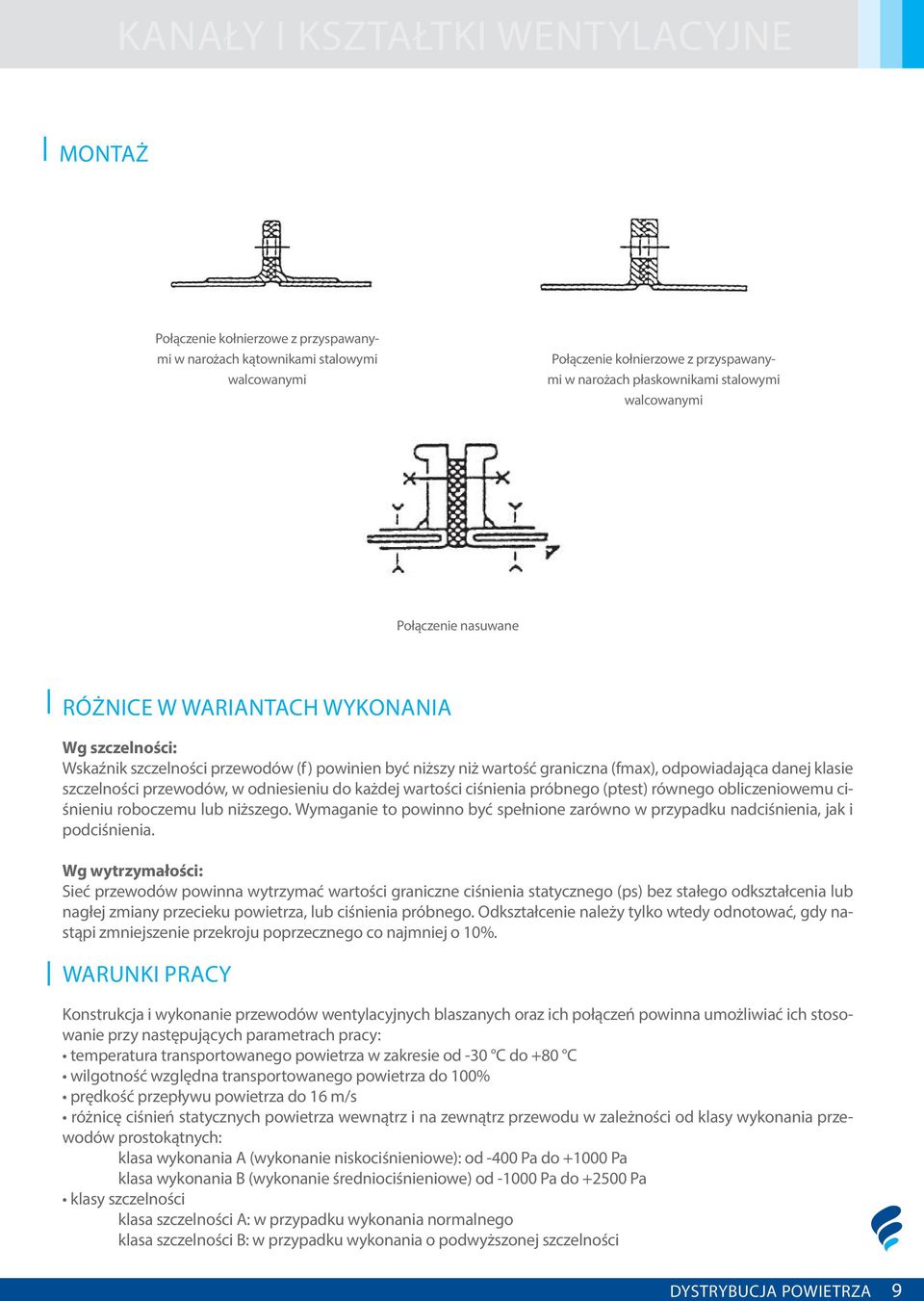 szczelności przewodów, w odniesieniu do każdej wartości ciśnienia próbnego (ptest) równego obliczeniowemu ciśnieniu roboczemu lub niższego.