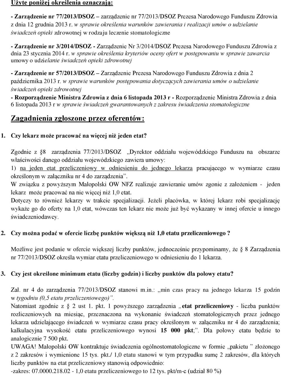 Prezesa Narodowego Funduszu Zdrowia z dnia 23 stycznia 2014 r.