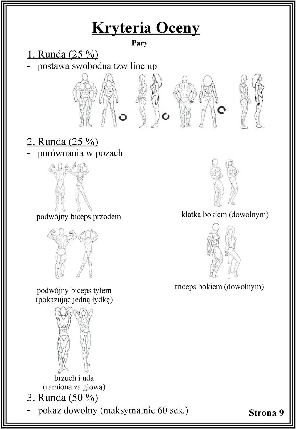 bokiem (dowolnym) podwójny biceps tyłem triceps bokiem (dowolnym)