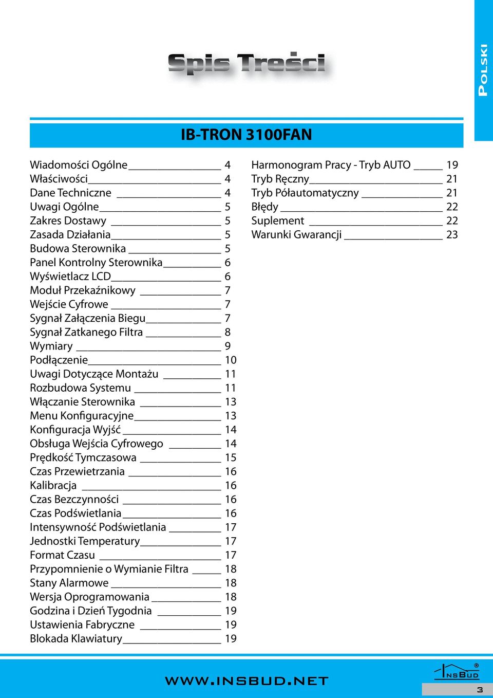 Konfiguracyjne 13 Konfiguracja Wyjść 14 Obsługa Wejścia Cyfrowego 14 Prędkość Tymczasowa 15 Czas Przewietrzania 16 Kalibracja 16 Czas Bezczynności 16 Czas Podświetlania 16 Intensywność Podświetlania