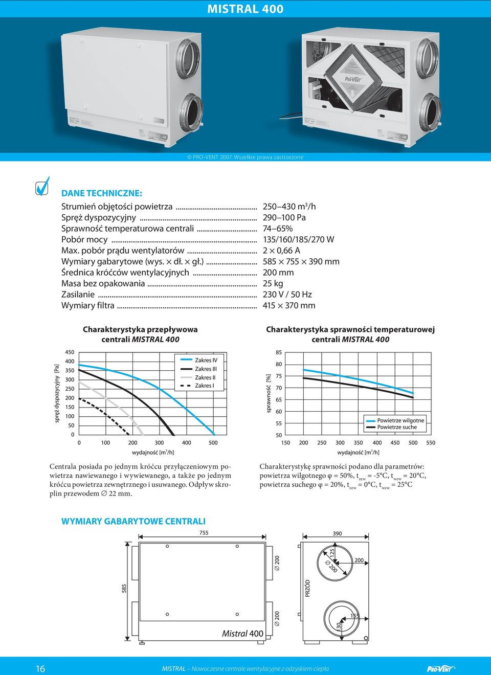 .. 25 kg Zasilanie... 230 V / 50 Hz Wymiary filtra.