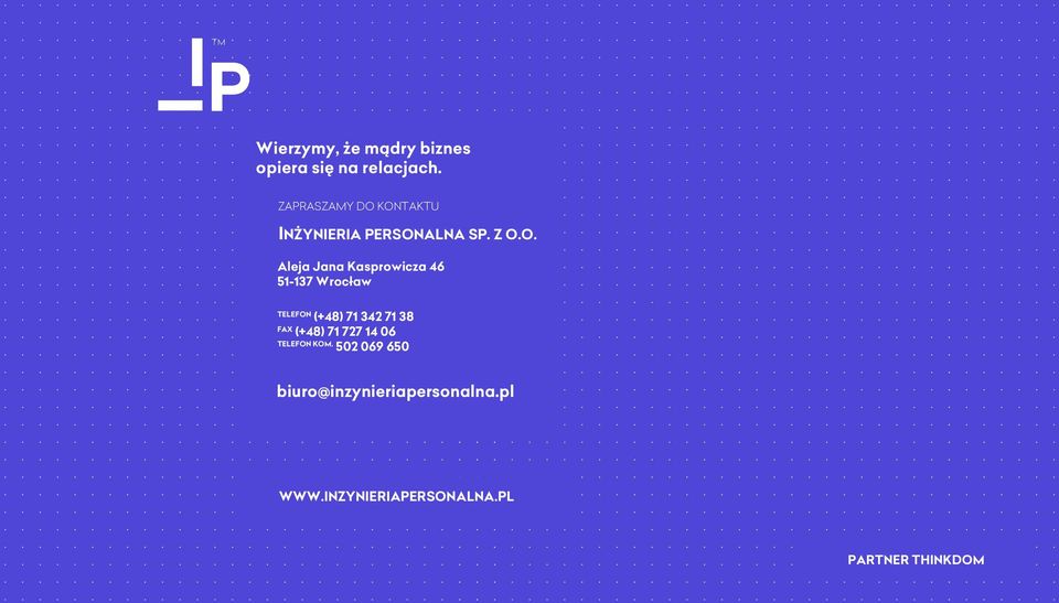 KONTAKTU NŻYNERA PERSONALNA SP. Z O.O. Aleja Jana Kasprowicza 46 51-137