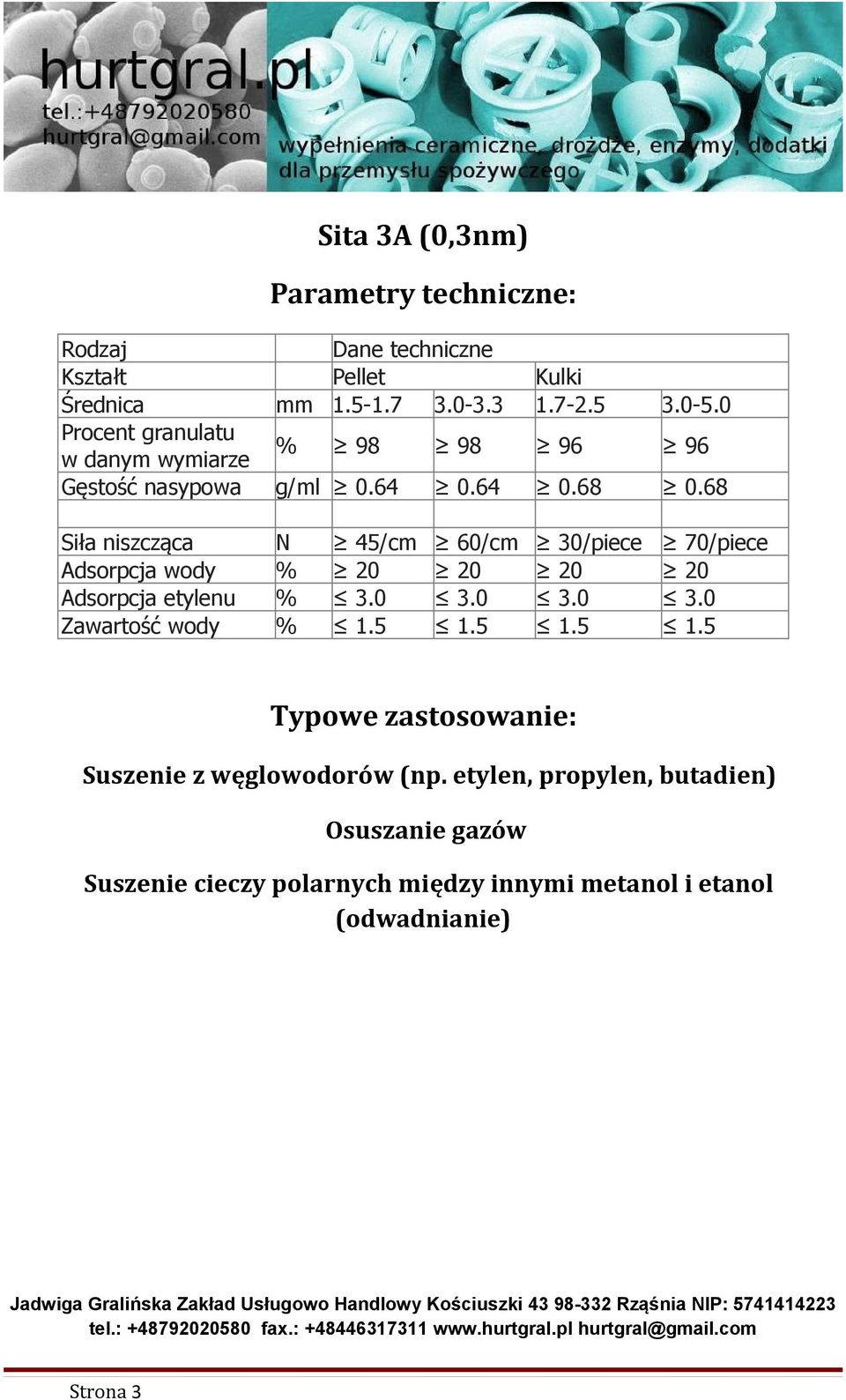 68 Siła niszcząca N 45/cm 60/cm 30/piece 70/piece Adsorpcja wody % 20 20 20 20 Adsorpcja etylenu % 3.0 3.0 3.0 3.0 Zawartość wody % 1.