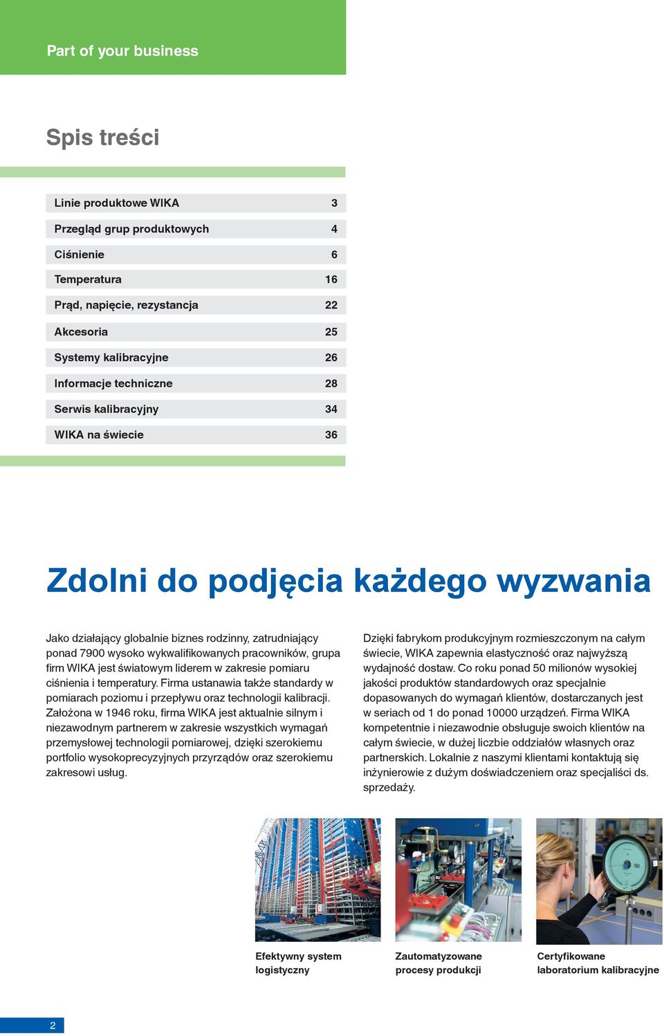 grupa firm WIKA jest światowym liderem w zakresie pomiaru ciśnienia i temperatury. Firma ustanawia także standardy w pomiarach poziomu i przepływu oraz technologii kalibracji.