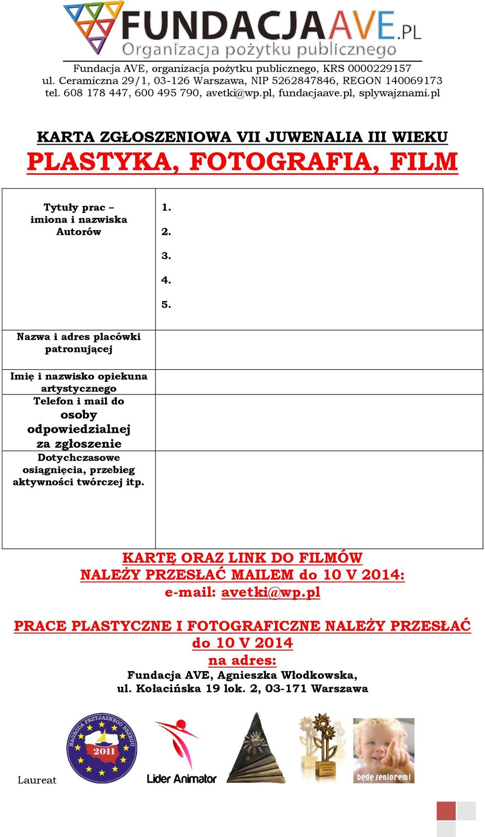 osiągnięcia, przebieg aktywności twórczej itp.