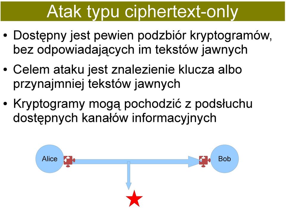 jest znalezienie klucza albo przynajmniej tekstów jawnych