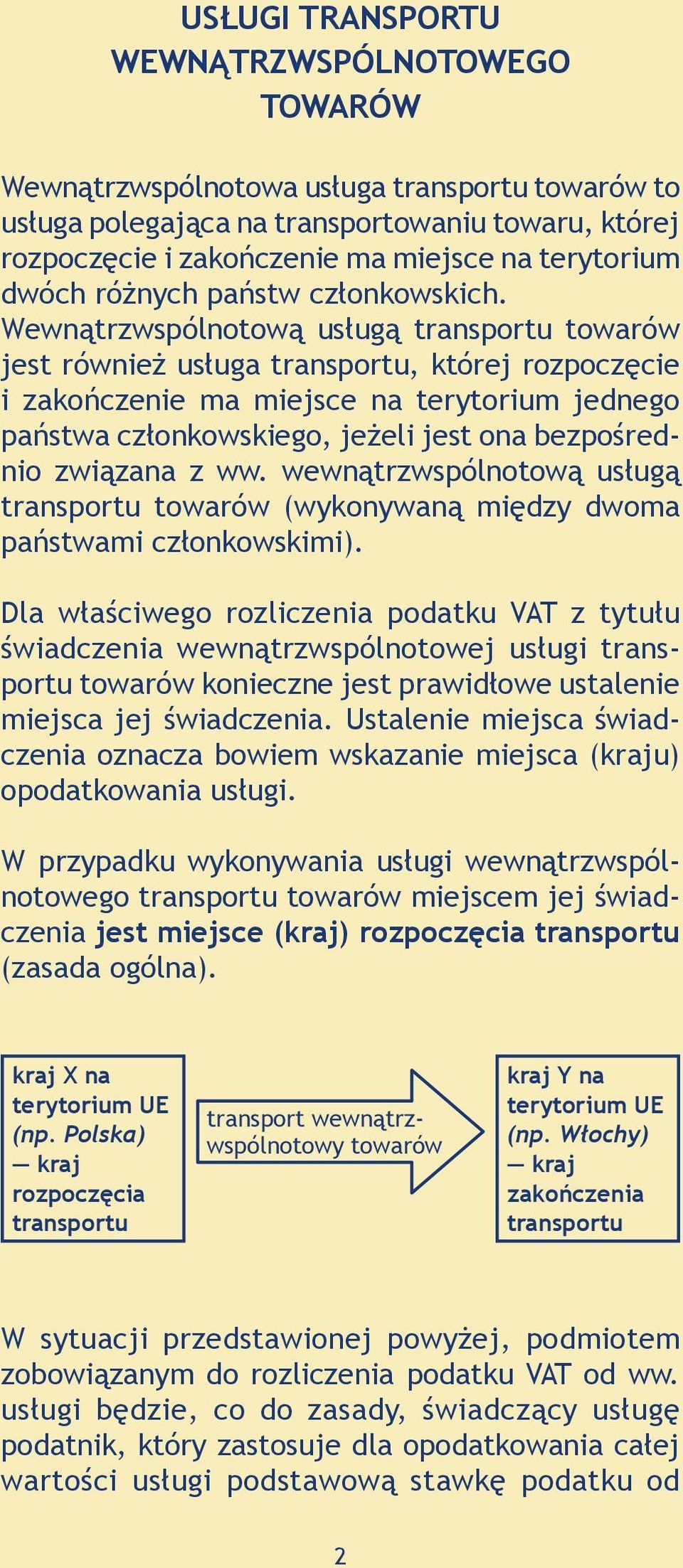 Wewnątrzwspólnotową usługą towarów jest również usługa, której rozpoczęcie i zakończenie ma miejsce na terytorium jednego państwa członkowskiego, jeżeli jest ona bezpośrednio związana z ww.