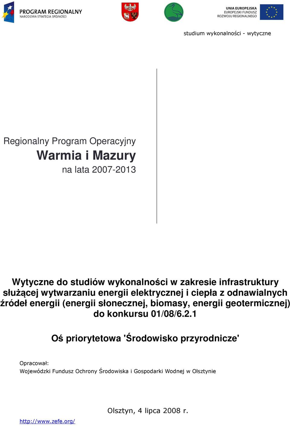 odnawialnych źródeł energii (energii do konkursu 01/08/6.2.
