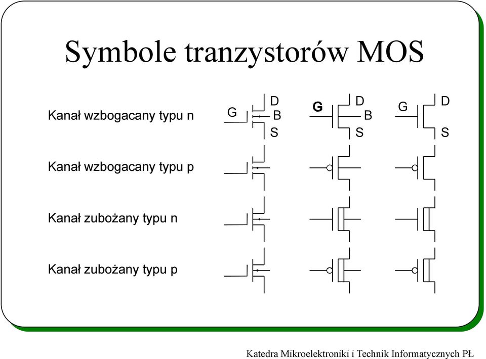 D S Kanał wzbogacany typu p Kanał