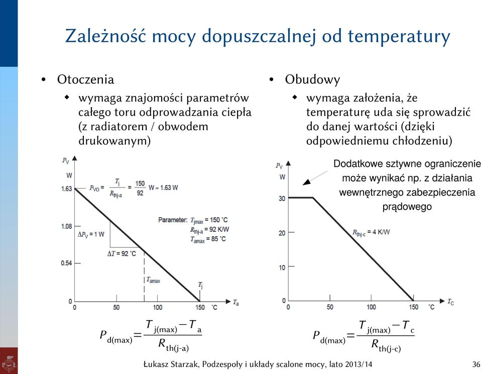 sprowadzić do danej wartości (dzięki odpowiedniemu chłodzeniu) Dodatkowe sztywne ograniczenie może wynikać