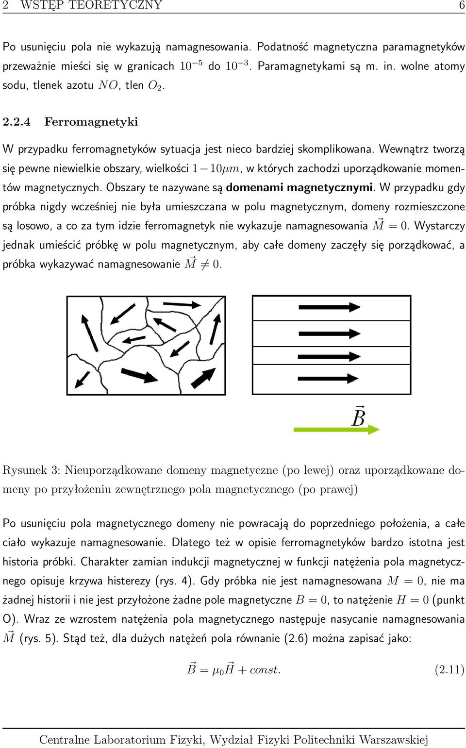 Wewnątrz tworzą się pewne niewielkie obszary, wielkości 1 10µm, w których zachodzi uporządkowanie momentów magnetycznych. Obszary te nazywane są domenami magnetycznymi.