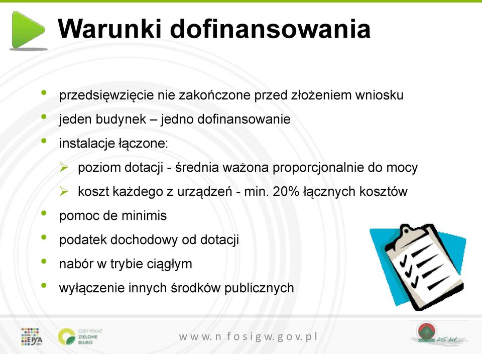 proporcjonalnie do mocy koszt każdego z urządzeń - min.