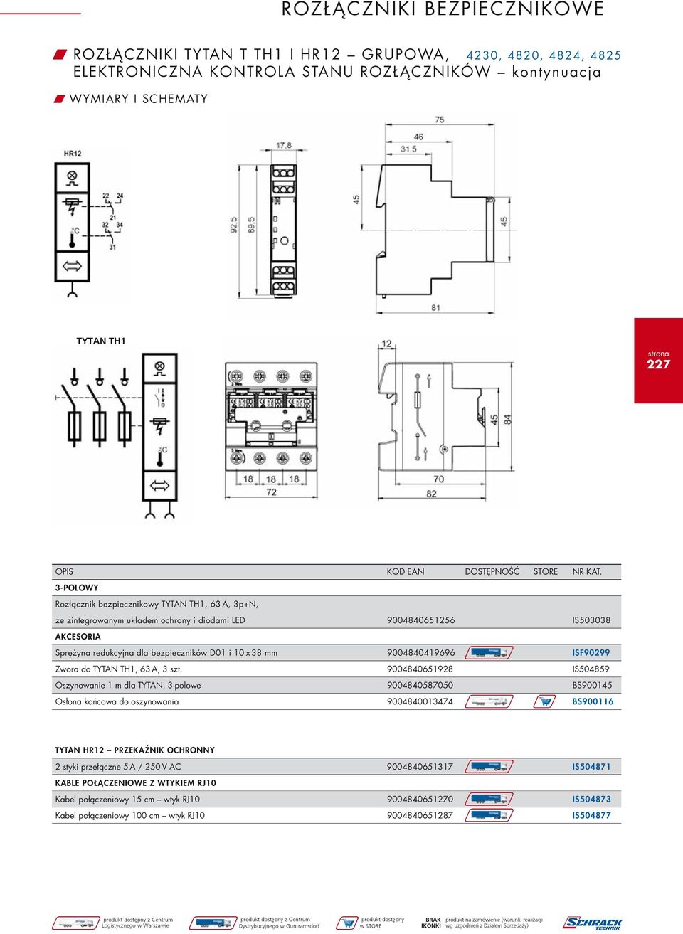 3-POLOWY Rozłącznik bezpiecznikowy TYTAN TH1, 63 A, 3p+N, ze zintegrowanym układem ochrony i diodami LED 9004840651256 IS503038 AKCESORIA Sprężyna redukcyjna dla bezpieczników D01 i 10 x 38 mm