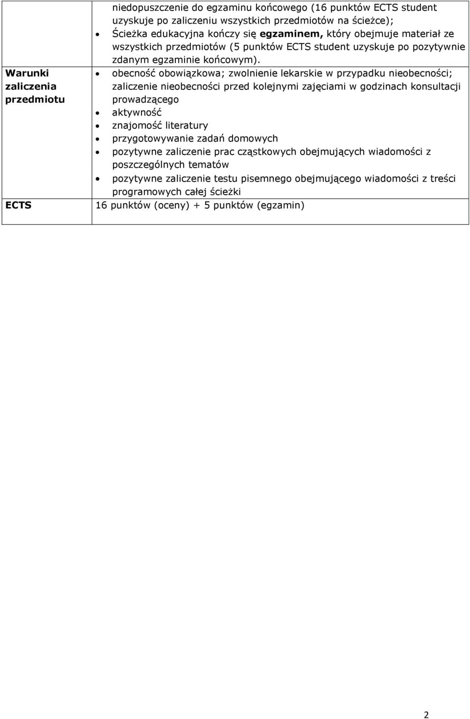 obecność obowiązkowa; zwolnienie lekarskie w przypadku nieobecności; zaliczenie nieobecności przed kolejnymi zajęciami w godzinach konsultacji prowadzącego aktywność znajomość literatury