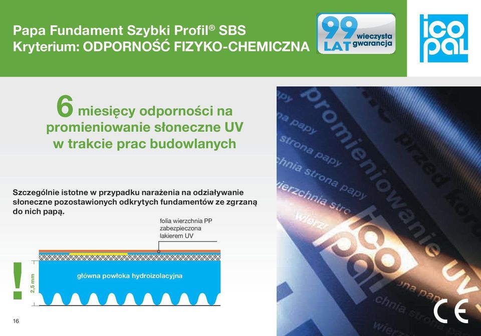 na odziaływanie słoneczne pozostawionych odkrytych fundamentów ze zgrzaną do nich