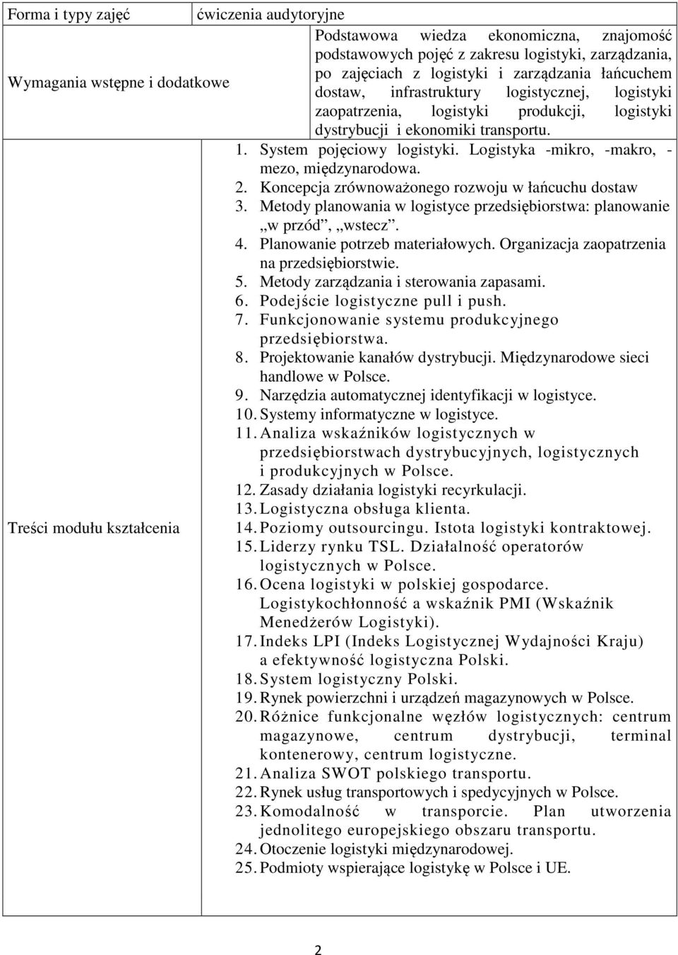 Logistyka -mikro, -makro, - mezo, międzynarodowa. 2. Koncepcja zrównoważonego rozwoju w łańcuchu dostaw 3. Metody planowania w logistyce przedsiębiorstwa: planowanie w przód, wstecz. 4.