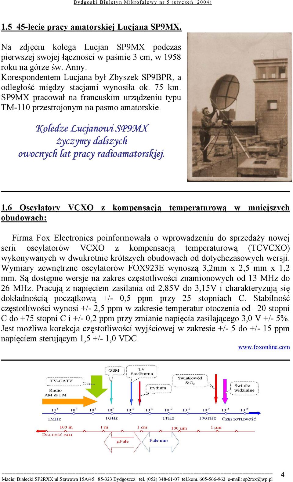 Koledze Lucjanowi SP9MX życzymy dalszych owocnych lat pracy radioamatorskiej. 1.