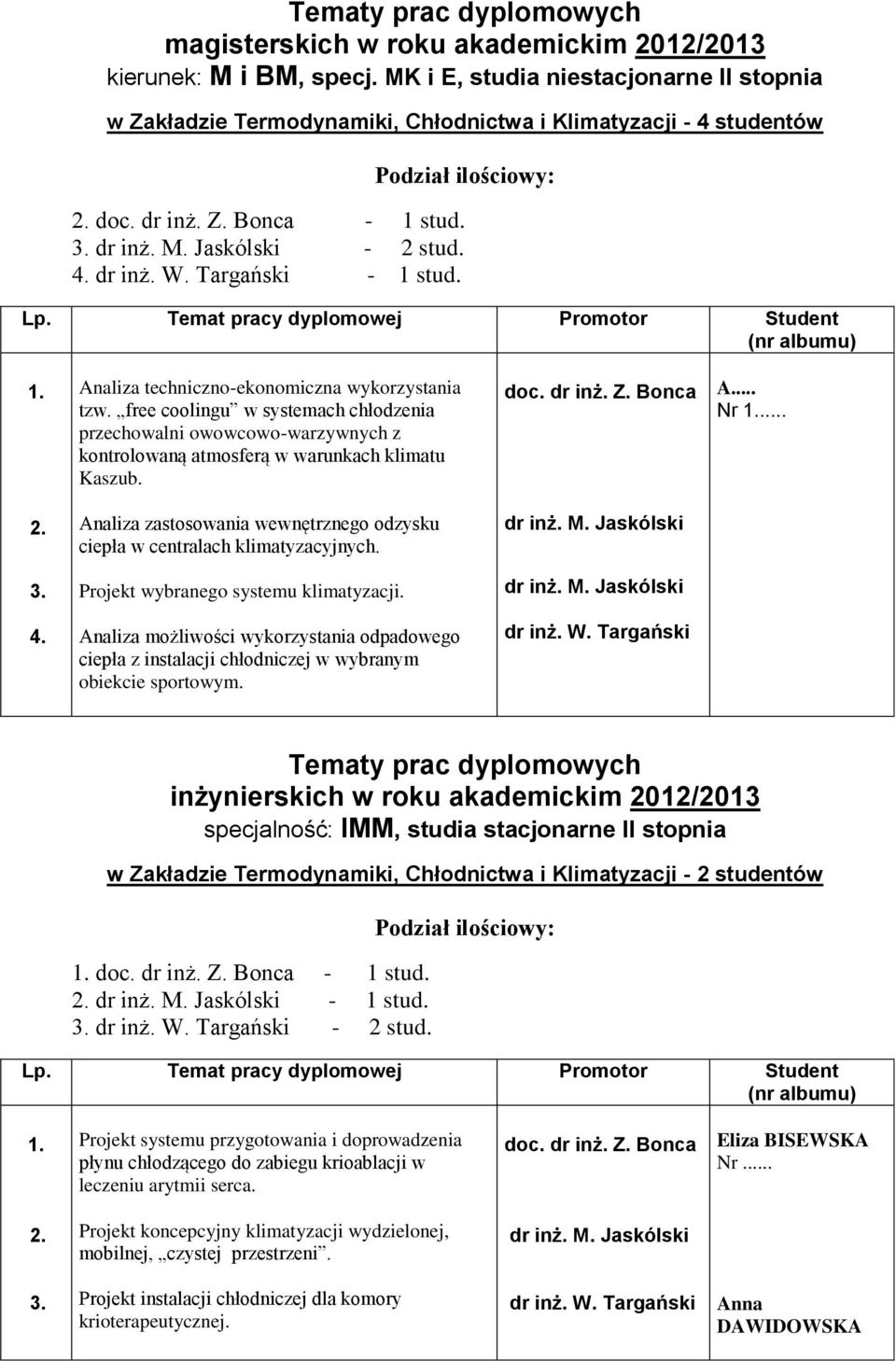 .. Analiza zastosowania wewnętrznego odzysku ciepła w centralach klimatyzacyjnych. Projekt wybranego systemu klimatyzacji.