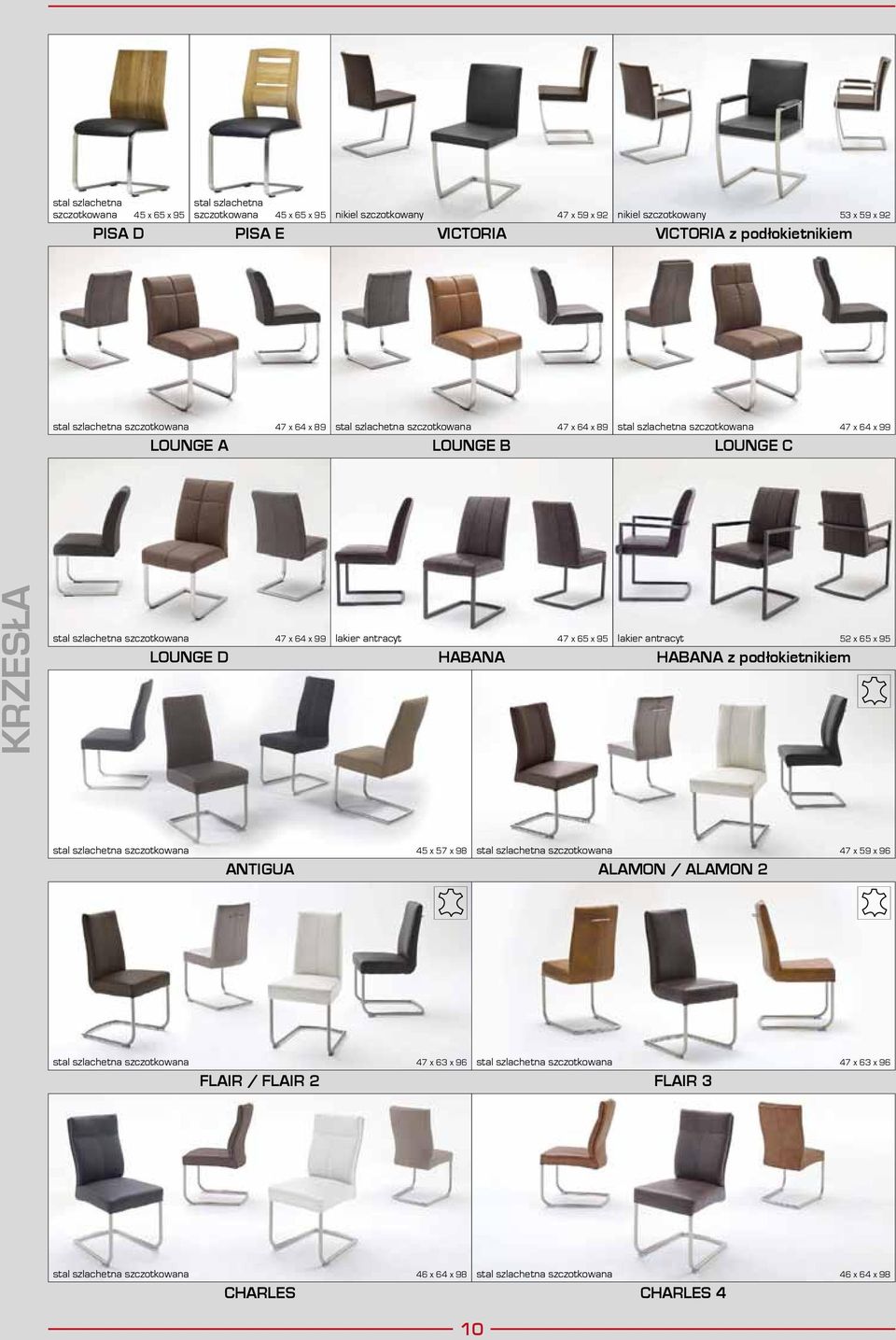 99 lakier antracyt 47 x 65 x 95 lakier antracyt 52 x 65 x 95 LOUNGE D HABANA HABANA z podłokietnikiem stal szlachetna szczotkowana 45 x 57 x 98 stal szlachetna szczotkowana 47 x 59 x 96 ANTIGUA