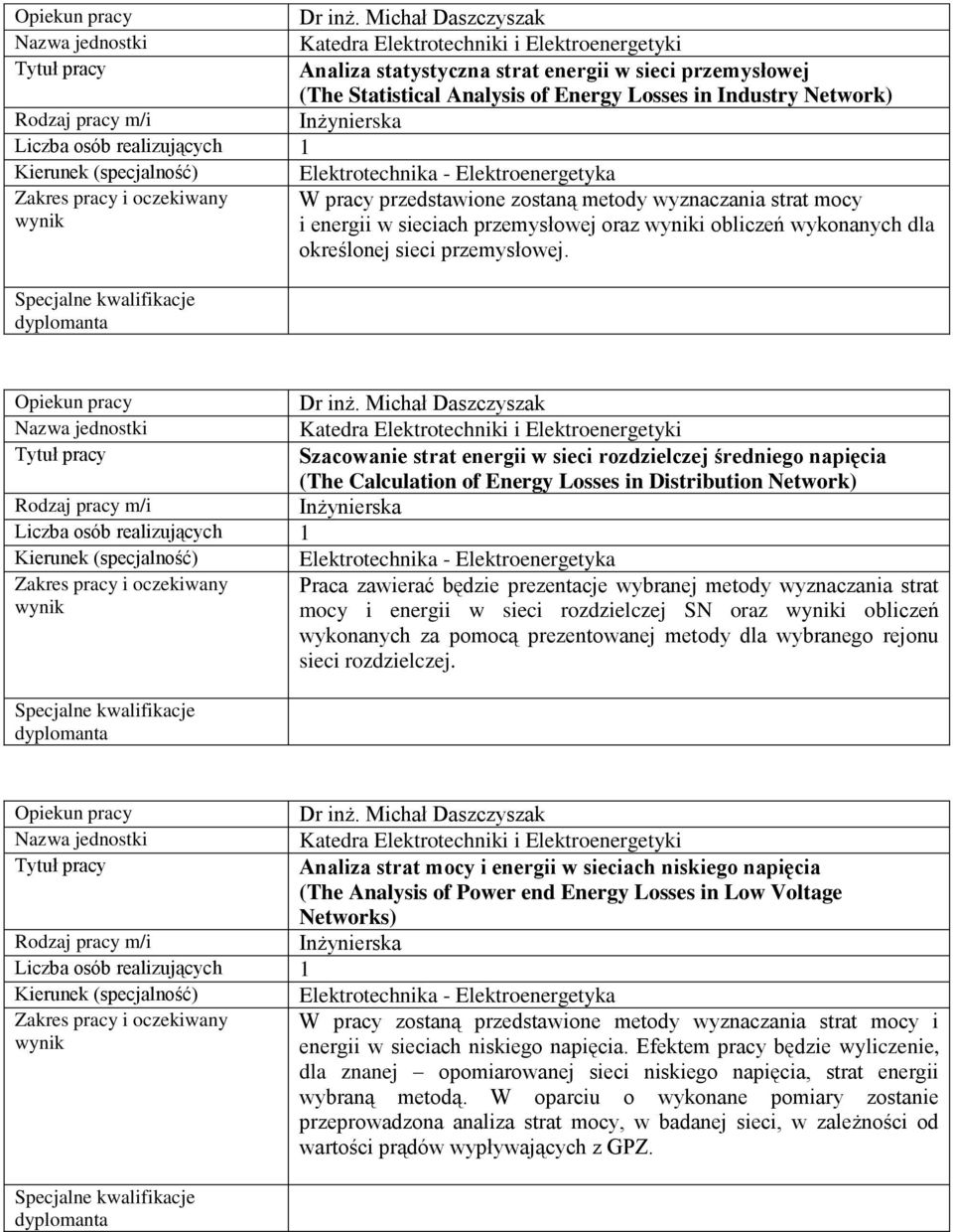 i energii w sieciach przemysłowej oraz i obliczeń wykonanych dla określonej sieci przemysłowej.