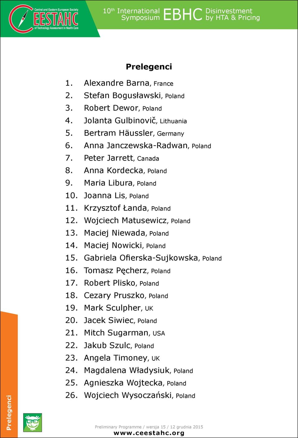 Krzysztof Łanda, Poland 12. Wojciech Matusewicz, Poland 13. Maciej Niewada, Poland 14. Maciej Nowicki, Poland 15. Gabriela Ofierska-Sujkowska, Poland 16. Tomasz Pęcherz, Poland 17.