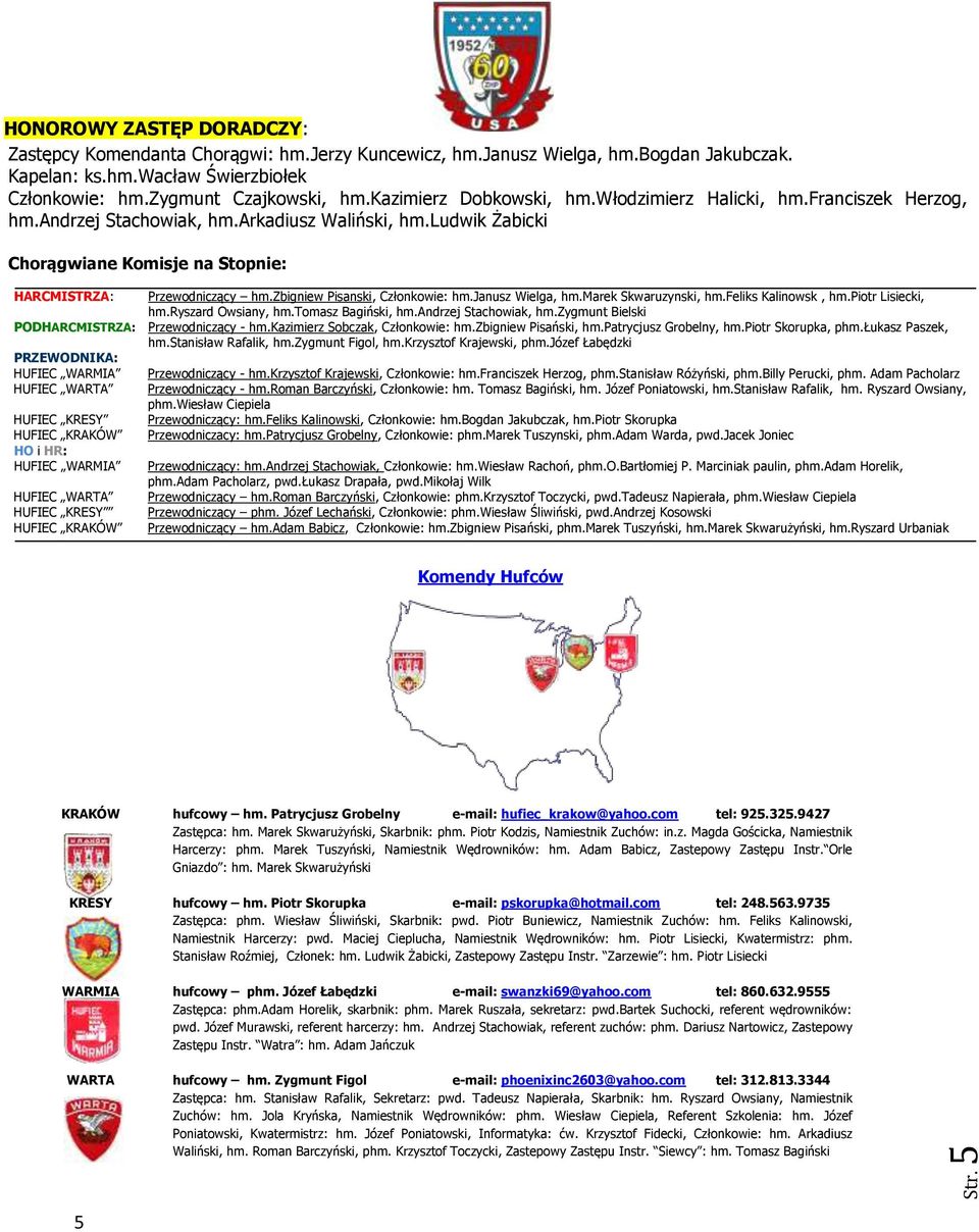 ludwik Żabicki Chorągwiane Komisje na Stopnie: HARCMISTRZA: PODHARCMISTRZA: PRZEWODNIKA: HUFIEC WARMIA HUFIEC WARTA HUFIEC KRESY HUFIEC KRAKÓW HO i HR: HUFIEC WARMIA HUFIEC WARTA HUFIEC KRESY HUFIEC