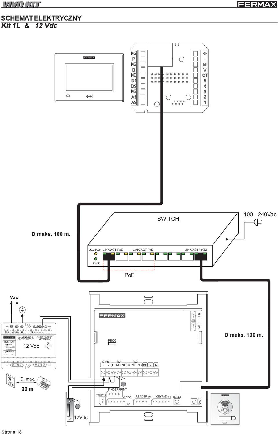 Max PoE LINK/ACT PoE LINK/ACT PoE LINK/ACT 100M PWR PoE Vac ~ ~ 100-240V REF.