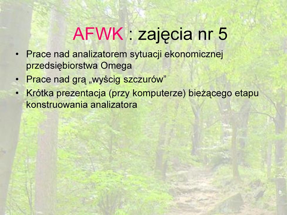 Prace nad grą wyścig szczurów Krótka prezentacja