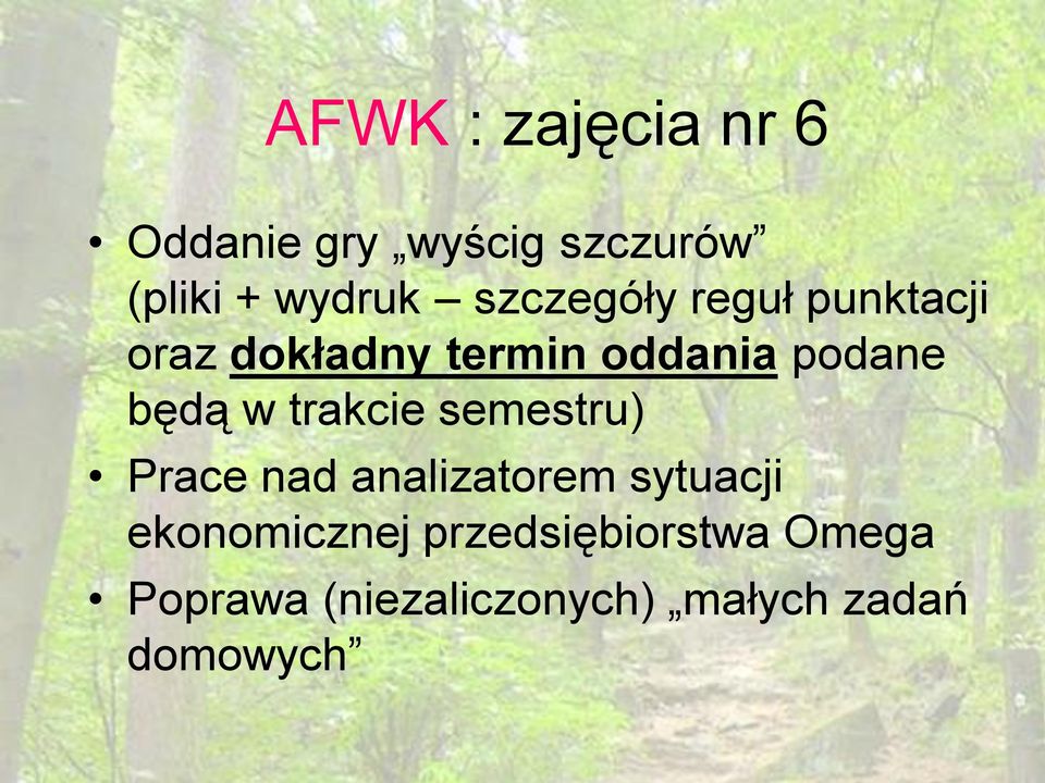 w trakcie semestru) Prace nad analizatorem sytuacji ekonomicznej