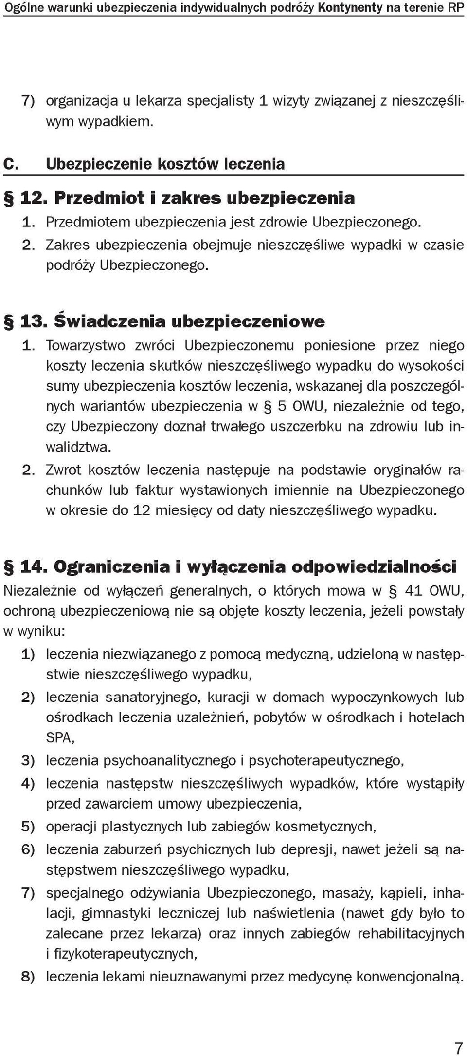 Świadczenia ubezpieczeniowe 1.