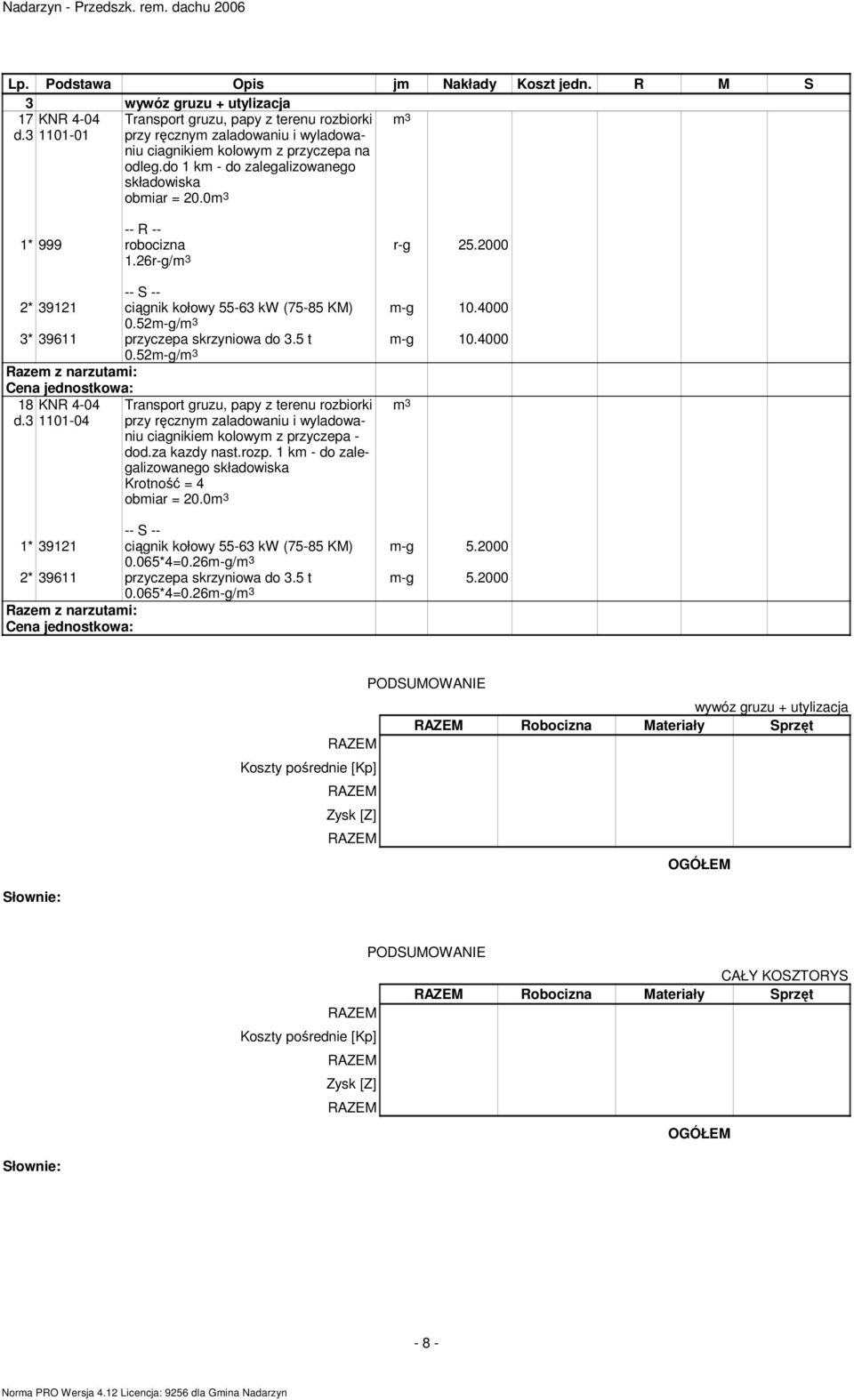 52m-g/m 3 3* 39611 przyczepa skrzyniowa do 3.5 t 0.52m-g/m 3 18 d.