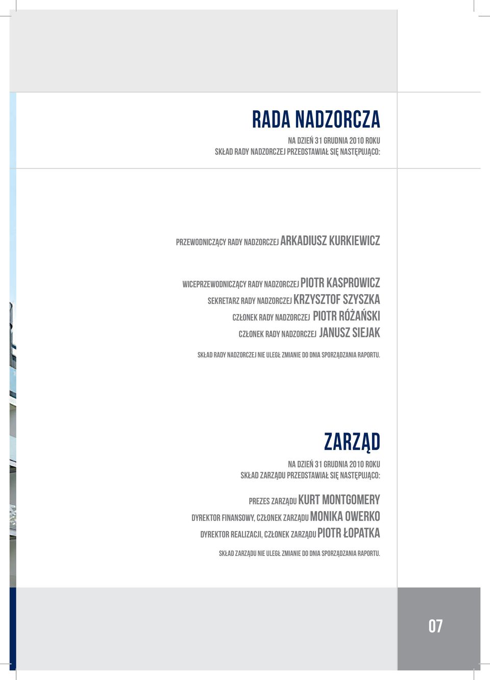 Nadzorczej nie uległ zmianie do dnia sporządzania raportu.