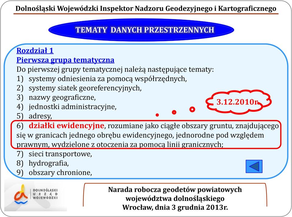 4) jednostki administracyjne, 5) adresy, 6) działki ewidencyjne, rozumiane jako ciągłe obszary gruntu, znajdującego się w granicach