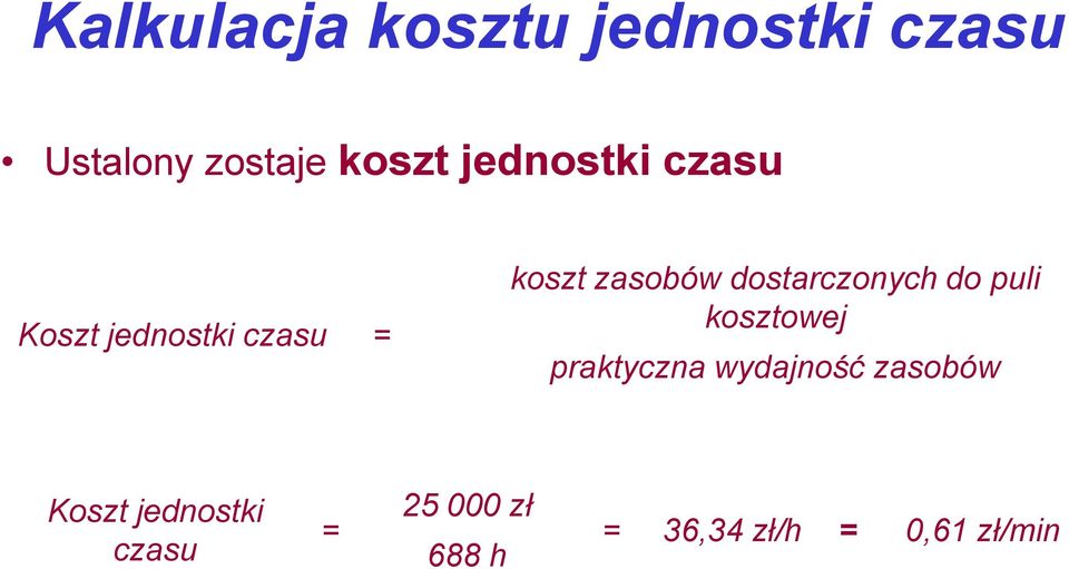 dostarczonych do puli kosztowej praktyczna wydajność