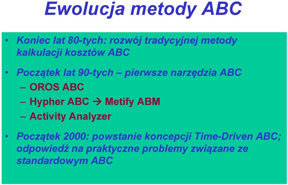 ABC Hypher ABC Metify ABM Activity Analyzer Początek 2000: powstanie
