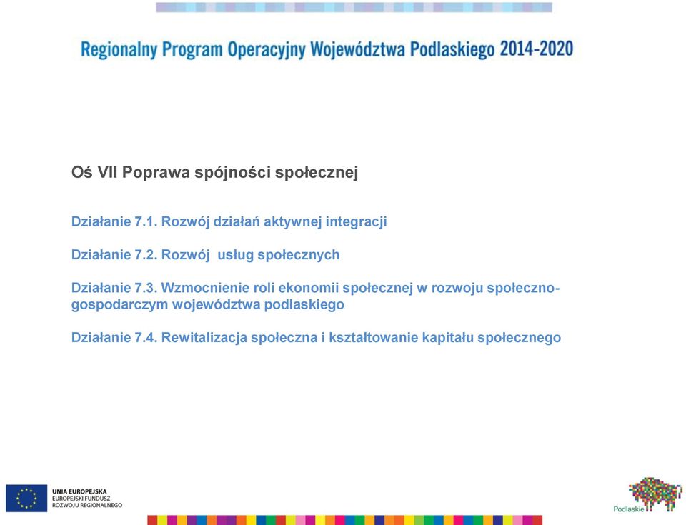 Rozwój usług społecznych Działanie 7.3.