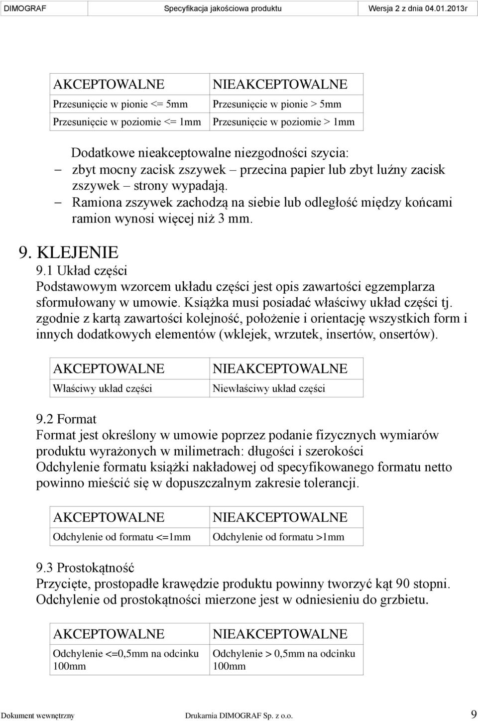 1 Układ części Podstawowym wzorcem układu części jest opis zawartości egzemplarza sformułowany w umowie. Książka musi posiadać właściwy układ części tj.