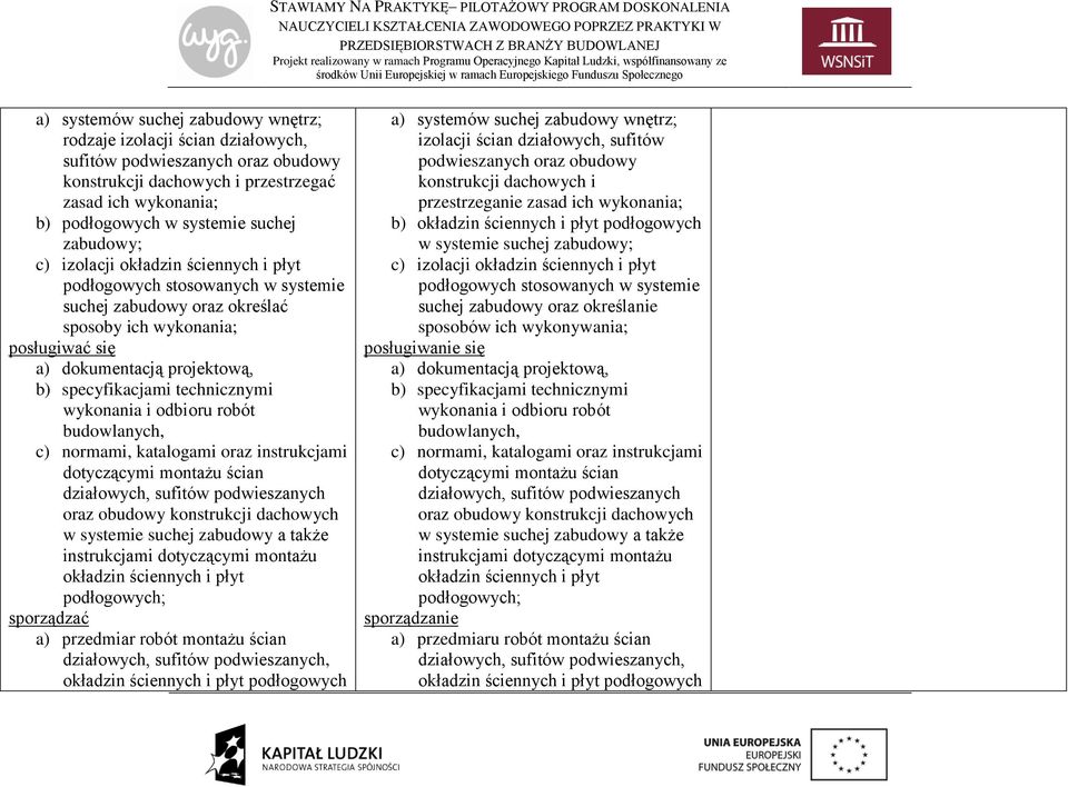 technicznymi wykonania i odbioru robót budowlanych, c) normami, katalogami oraz instrukcjami dotyczącymi montażu ścian działowych, sufitów podwieszanych oraz obudowy konstrukcji dachowych w systemie