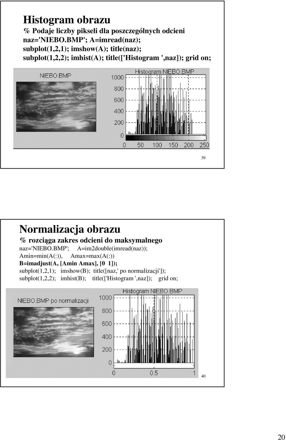Normalizacja obrazu % rozciąga zakres odcieni do maksymalnego naz='niebo.