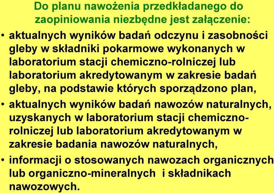 sporządzono plan, aktualnych wyników badań nawozów naturalnych, uzyskanych w laboratorium stacji chemicznorolniczej lub laboratorium