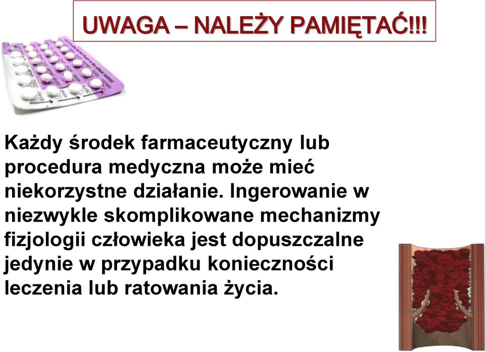 niekorzystne działanie.