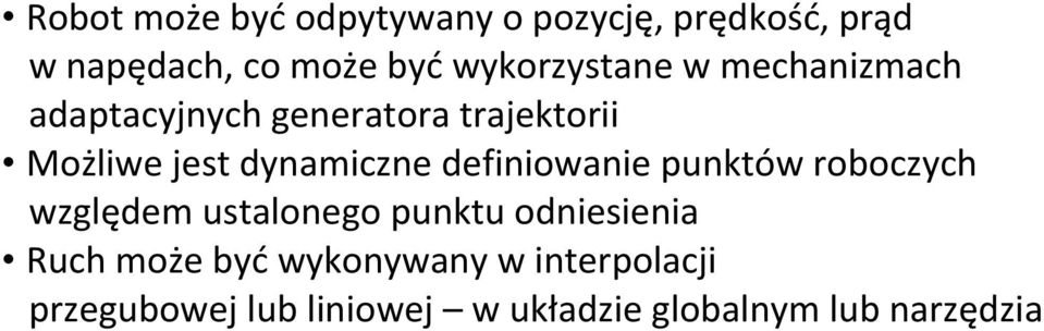 dynamiczne definiowanie punktów roboczych względem ustalonego punktu odniesienia