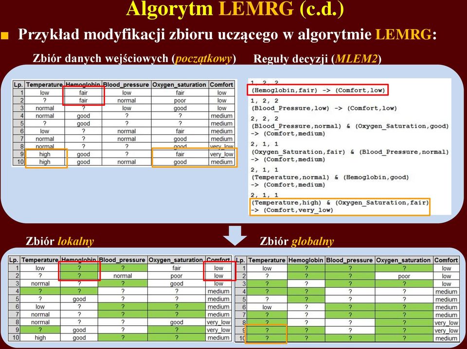 algorytmie LEMRG: Zbiór danych