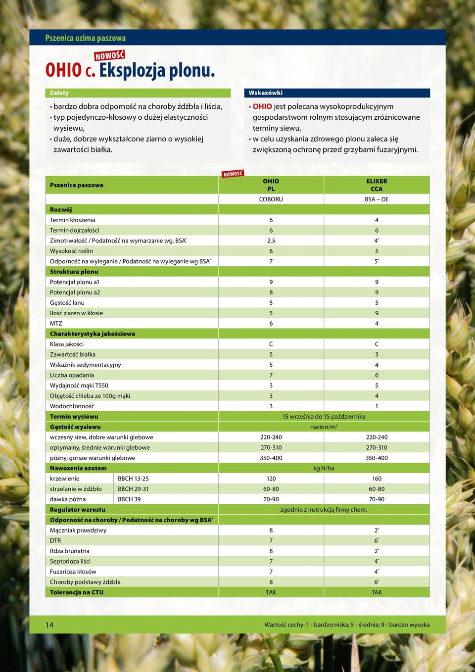 OHIO jest polecana wysokoprodukcyjnym gospodarstwom rolnym stosującym zróżnicowane terminy siewu, w celu uzyskania zdrowego plonu zaleca się zwiększoną ochronę przed grzybami fuzaryjnymi.