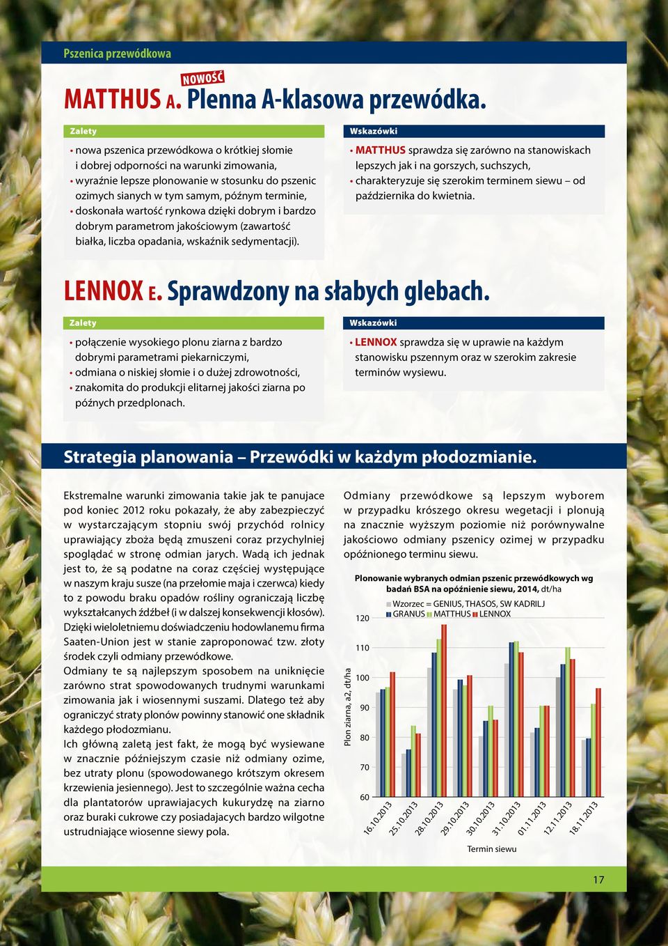 rynkowa dzięki dobrym i bardzo dobrym parametrom jakościowym (zawartość białka, liczba opadania, wskaźnik sedymentacji).