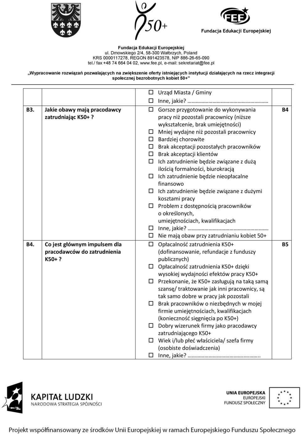 pracowników Brak akceptacji klientów Ich zatrudnienie będzie związane z dużą ilością formalności, biurokracją Ich zatrudnienie będzie nieopłacalne finansowo Ich zatrudnienie będzie związane z dużymi