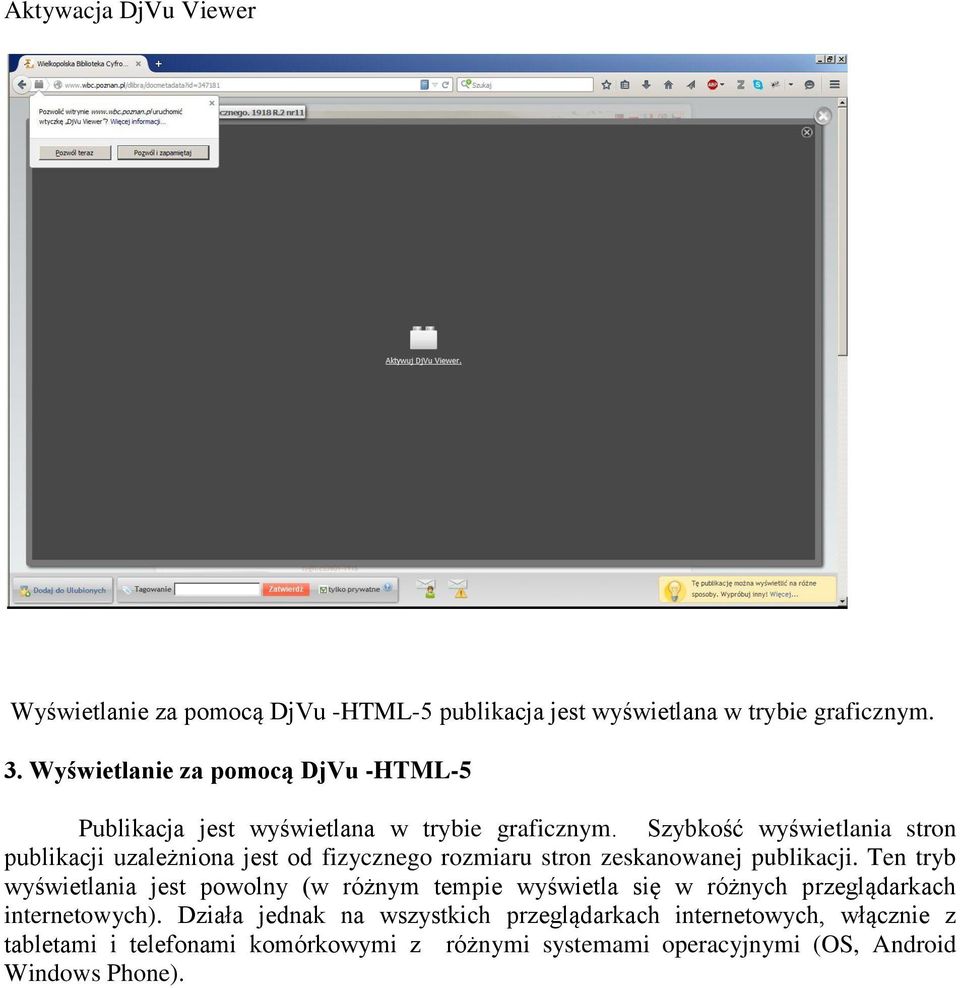 Szybkość wyświetlania stron publikacji uzależniona jest od fizycznego rozmiaru stron zeskanowanej publikacji.